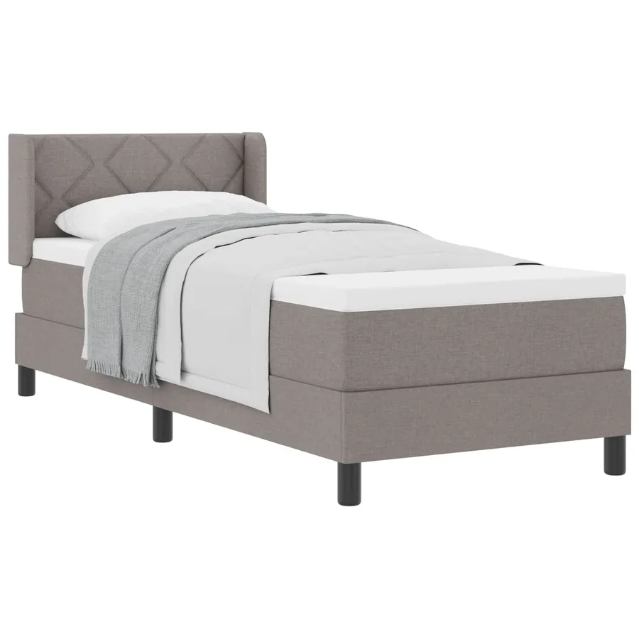 Lit à ressorts avec tête de lit Taupe 200 x 80 cm tissu - 2