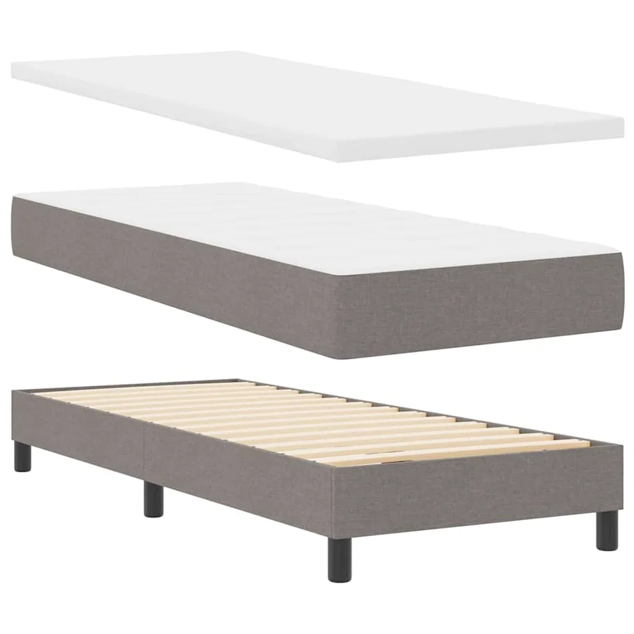 Lit à ressorts avec tête de lit Taupe 200 x 80 cm tissu - 4