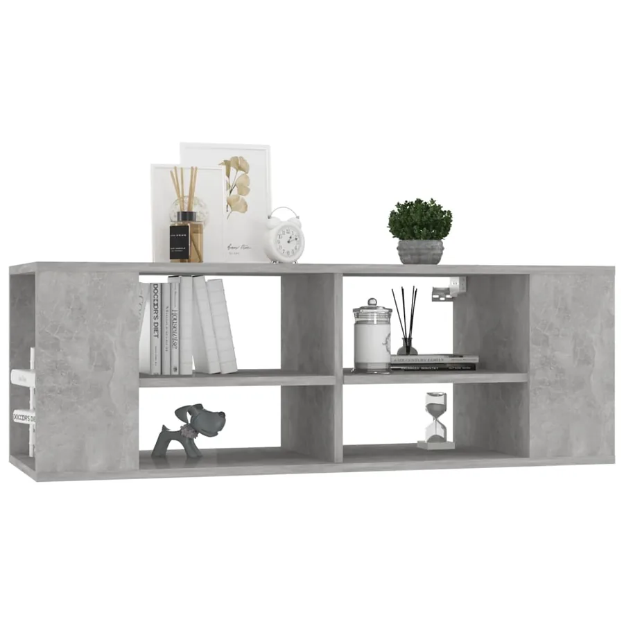 Meuble TV mural Gris béton 102x35x35 cm Bois d’ingénierie - 3