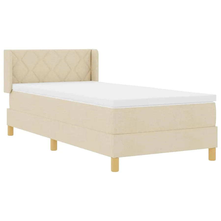 Lit à ressorts avec tête de lit Crème 200 x 90 cm tissu - 6