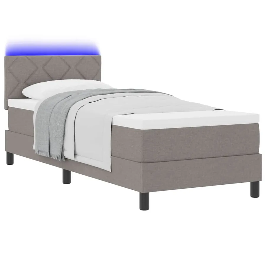 Lit à ressorts avec bandes LED Taupe 80 x 200 cm tissu - 3