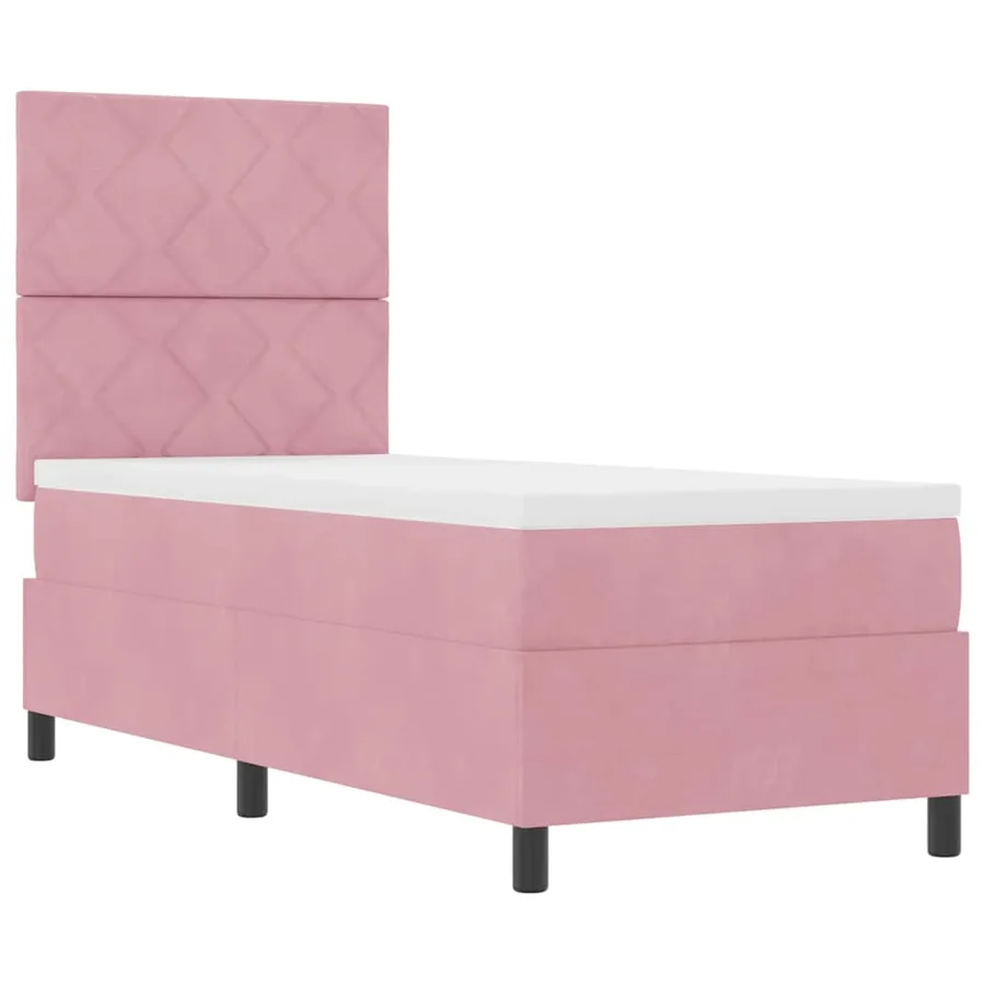 Lit à ressort LED avec tête de lit Rose 80 x 200 cm Velours - 6
