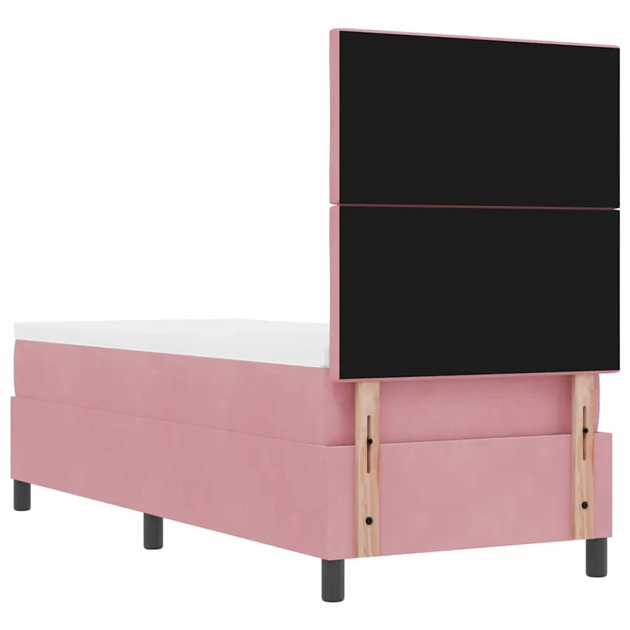 Lit à ressort LED avec tête de lit Rose 80 x 200 cm Velours - 8