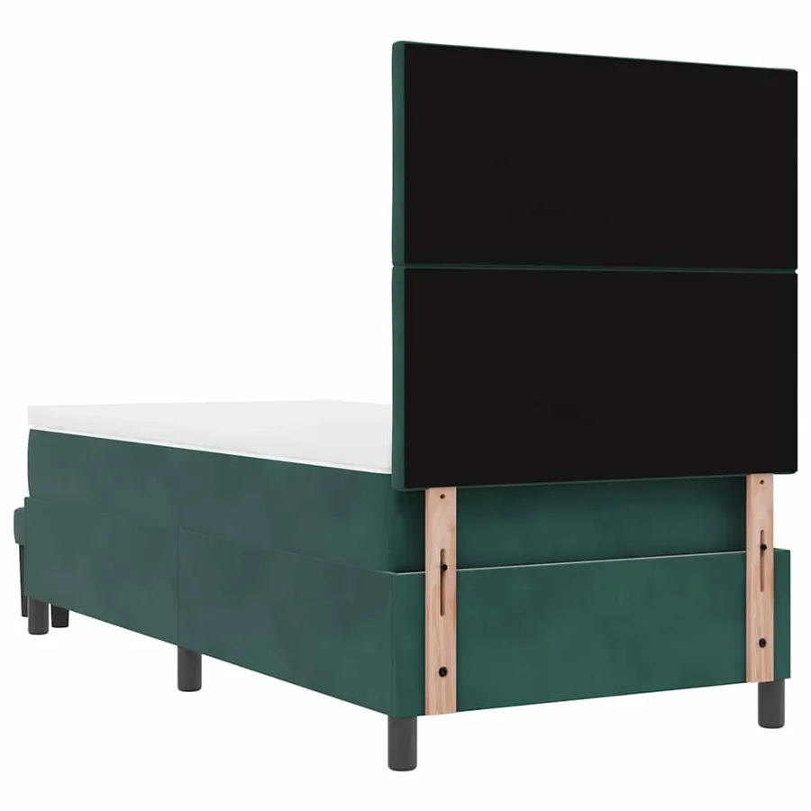Lit à ressorts avec tête de lit Vert foncé 190 x 90 cm Velours - 10