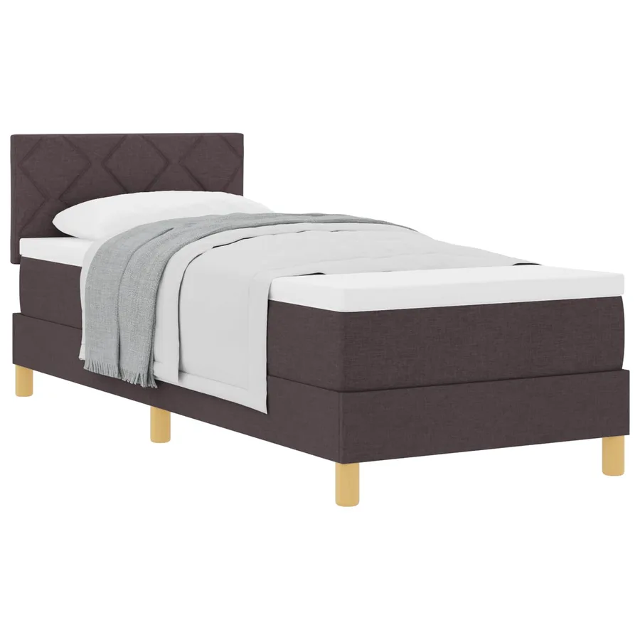 Lit à ressorts avec coussin Marron foncé 80 x 200 cm tissu - 2