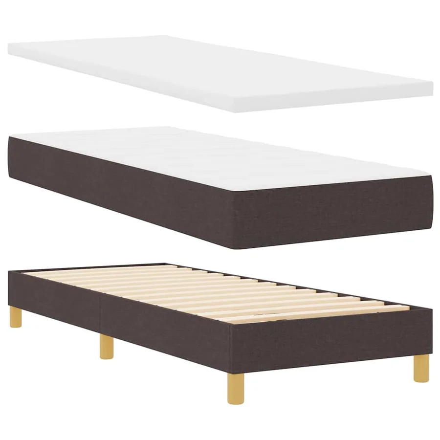 Lit à ressorts avec coussin Marron foncé 80 x 200 cm tissu - 5