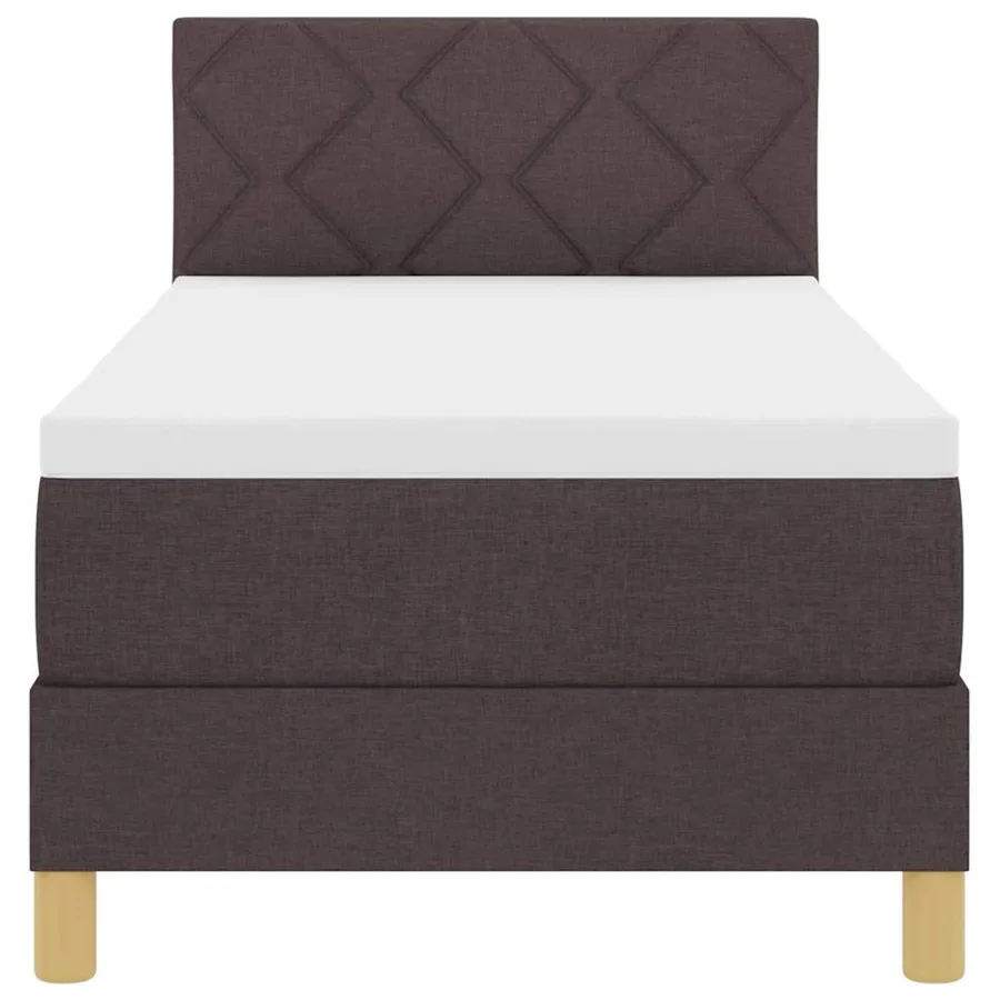 Lit à ressorts avec coussin Marron foncé 80 x 200 cm tissu - 7