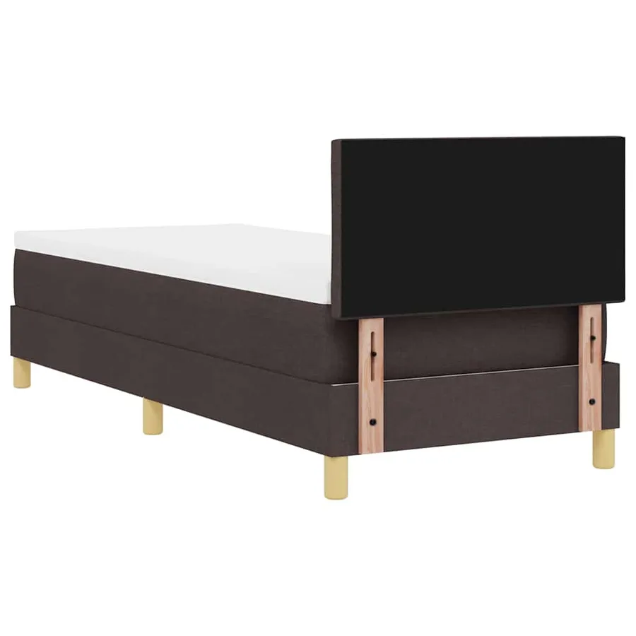 Lit à ressorts avec coussin Marron foncé 80 x 200 cm tissu - 9