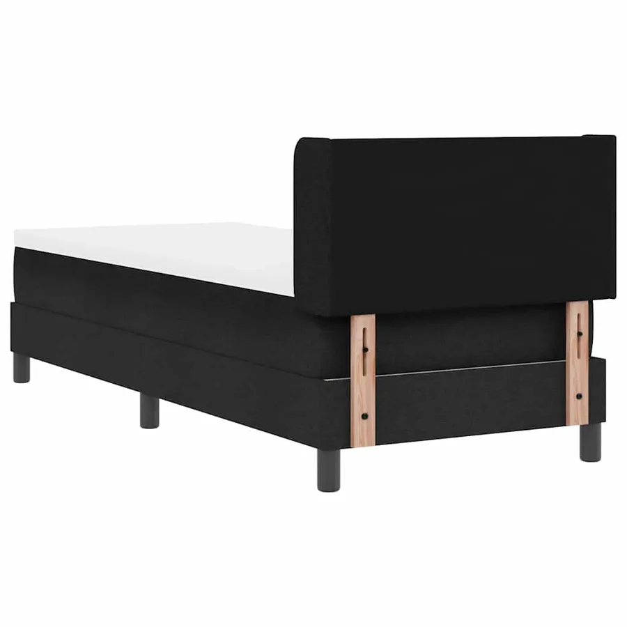 Lit à ressorts avec tête de lit Noir 200 x 80 cm tissu - 9