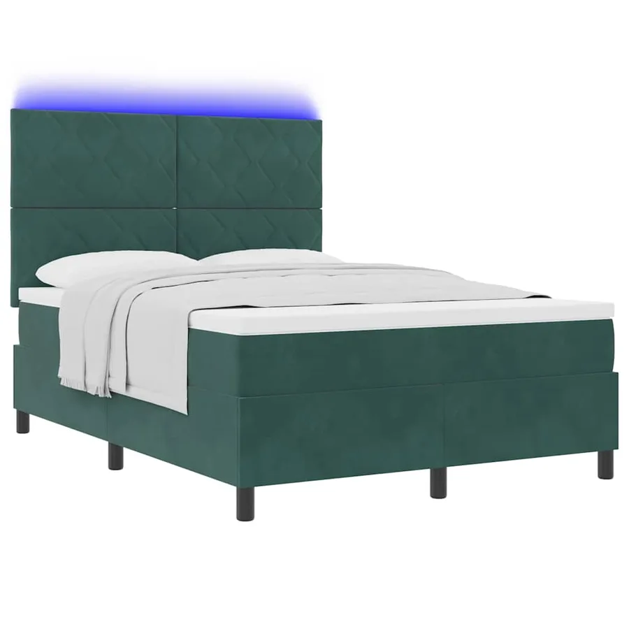 Lit à ressort LED Vert foncé 140 x 200 cm Velours - 3