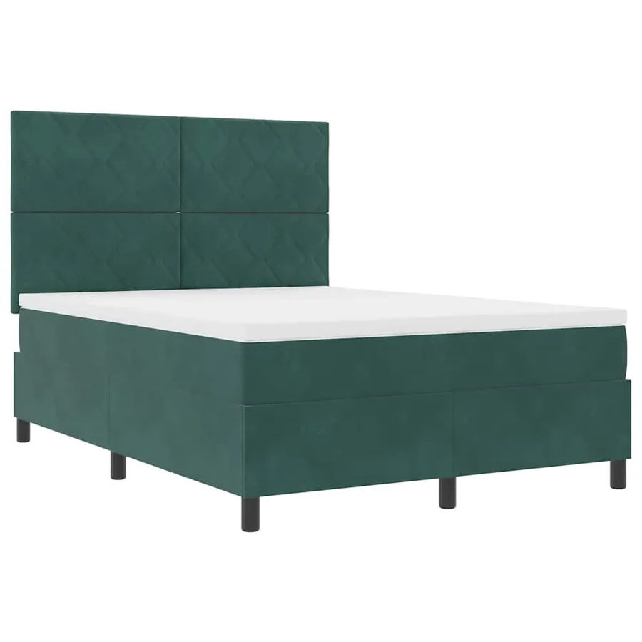 Lit à ressort LED Vert foncé 140 x 190 cm Velours - 6