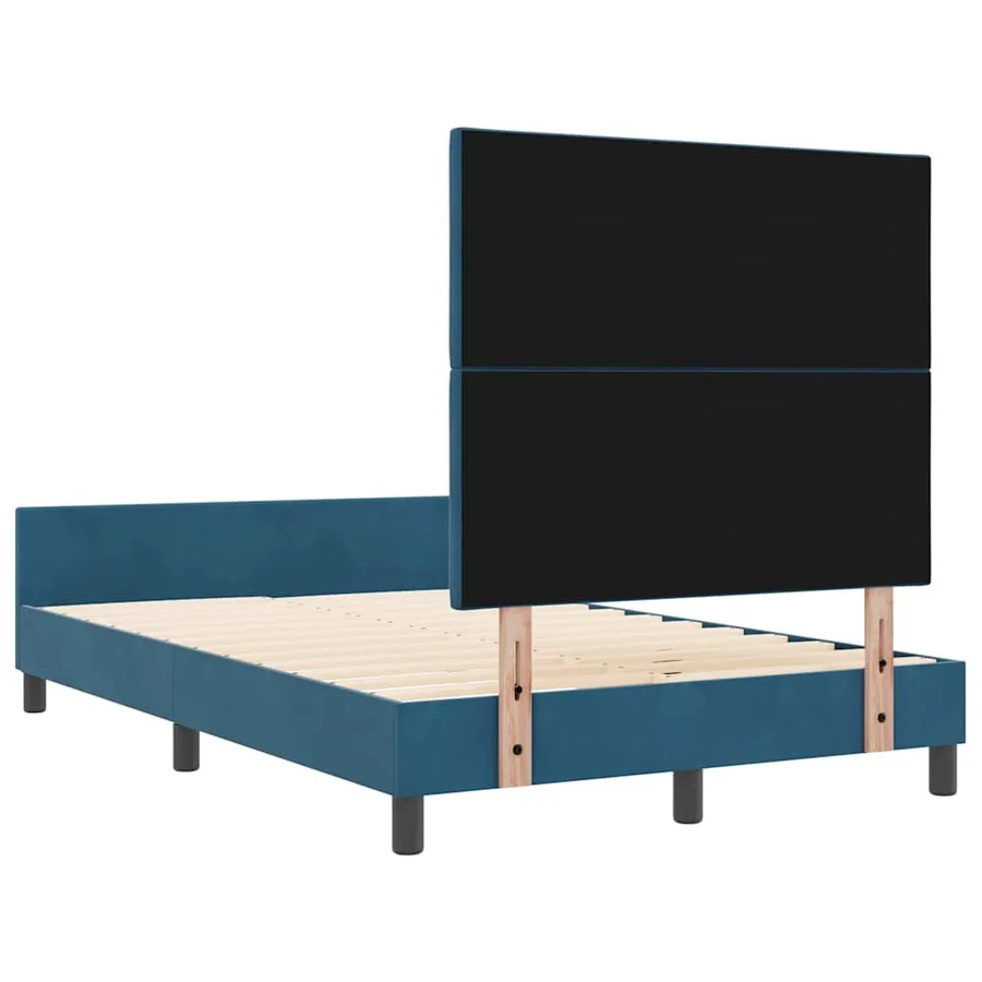 Lit à ressorts avec tête de lit Bleu foncé 120 x 200 cm Velours - 9