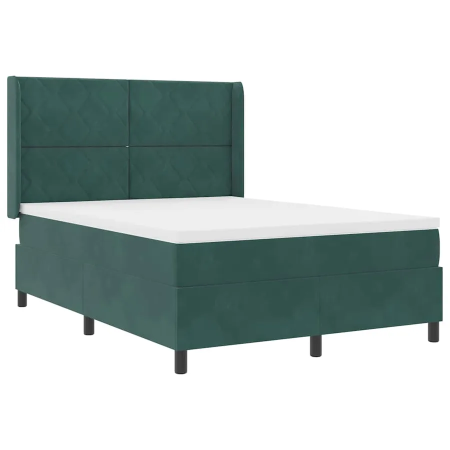 Lit à ressorts avec bandes LED Vert 140 x 190 cm Velours - 2