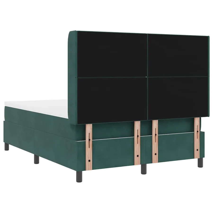 Lit à ressorts avec bandes LED Vert 140 x 190 cm Velours - 8