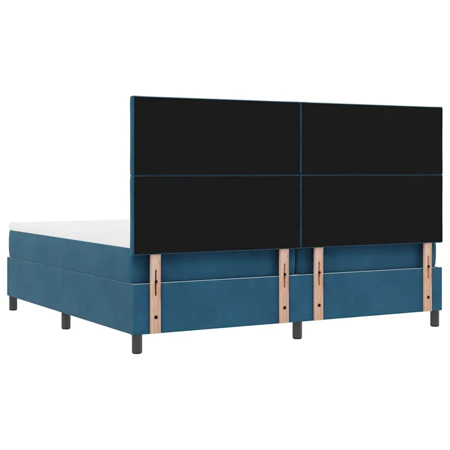 Lit à ressorts avec tête de lit Bleu foncé 200 x 200 cm Velours - 10