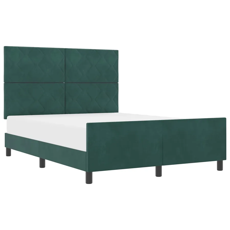 Lit à ressorts avec tête de lit Vert foncé 140 x 190 cm Velours - 2