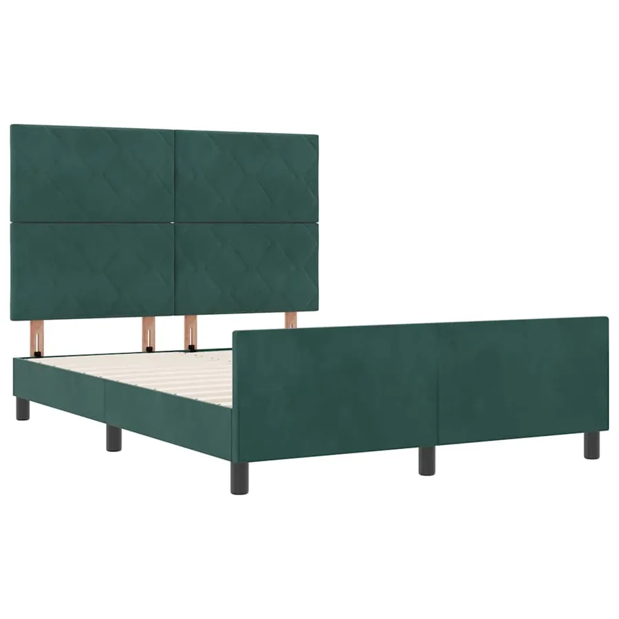 Lit à ressorts avec tête de lit Vert foncé 140 x 190 cm Velours - 5