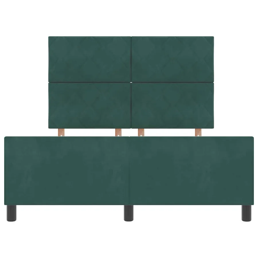 Lit à ressorts avec tête de lit Vert foncé 140 x 190 cm Velours - 7