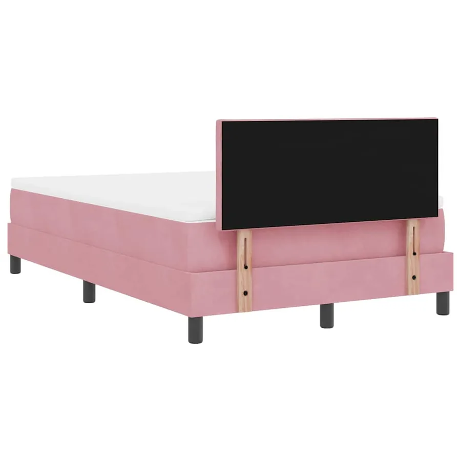 Lit à ressorts avec tête de lit Rose 120 x 200 cm Velours - 9
