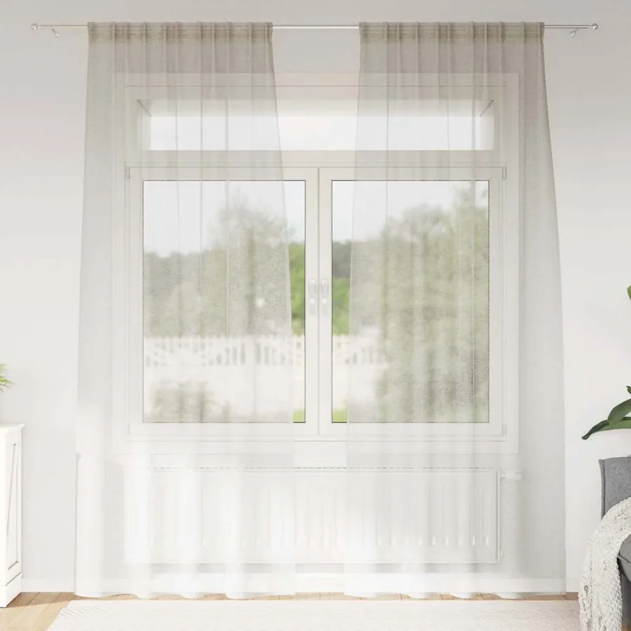 Rideau en Voile 2 pcs Crème 245 x 140 cm Polyester