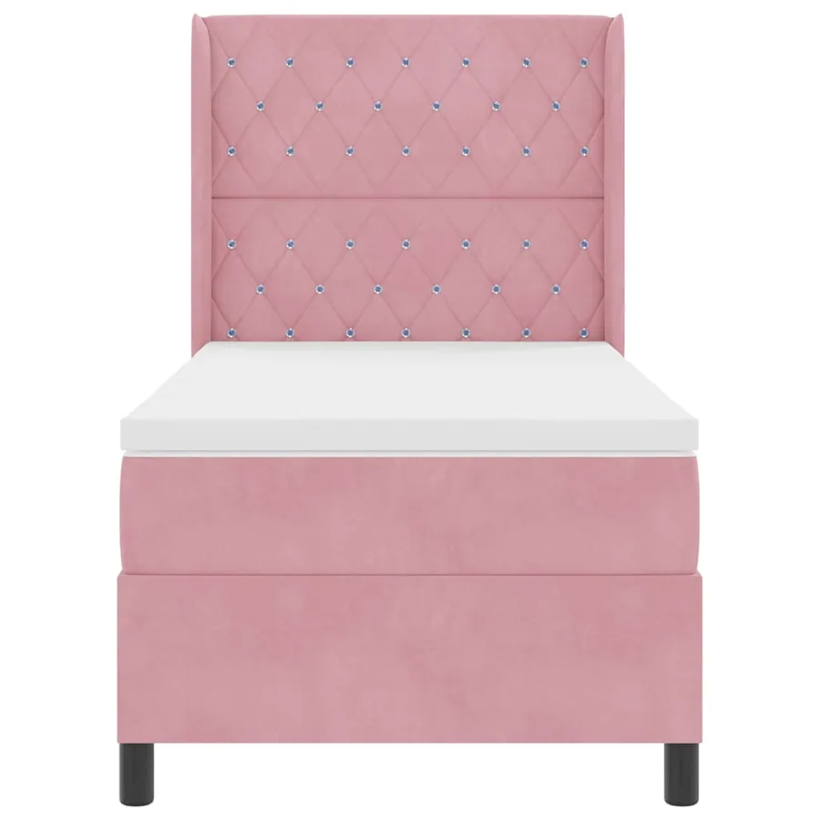 Lit à ressorts avec matelas Rose 90 x 200 cm Velours - 7