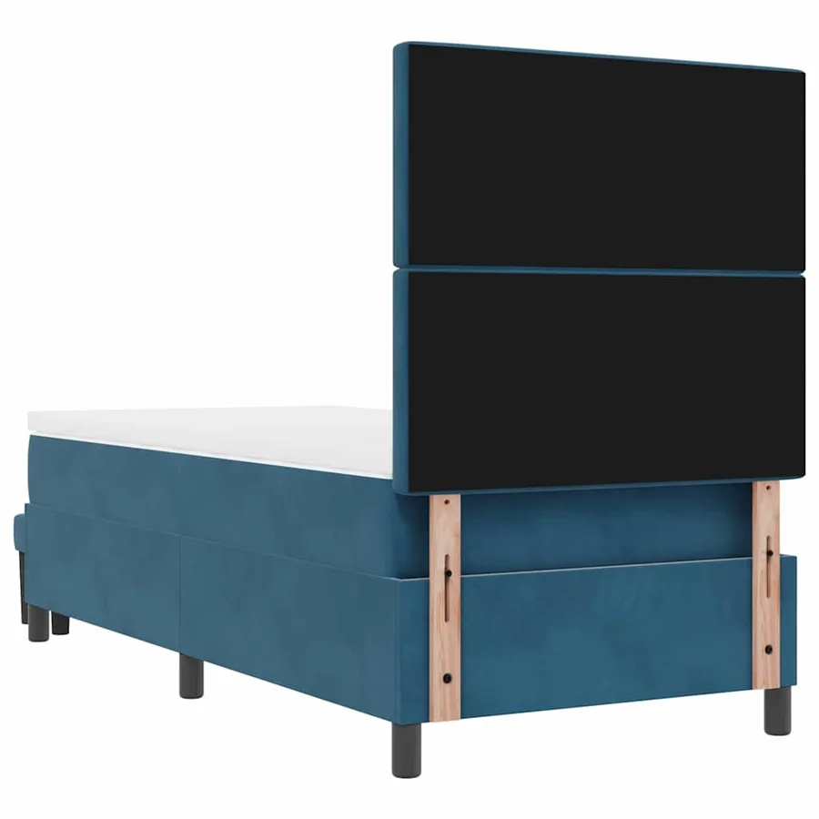 Lit à ressorts avec tête de lit Bleu foncé 190 x 90 cm Velours - 10