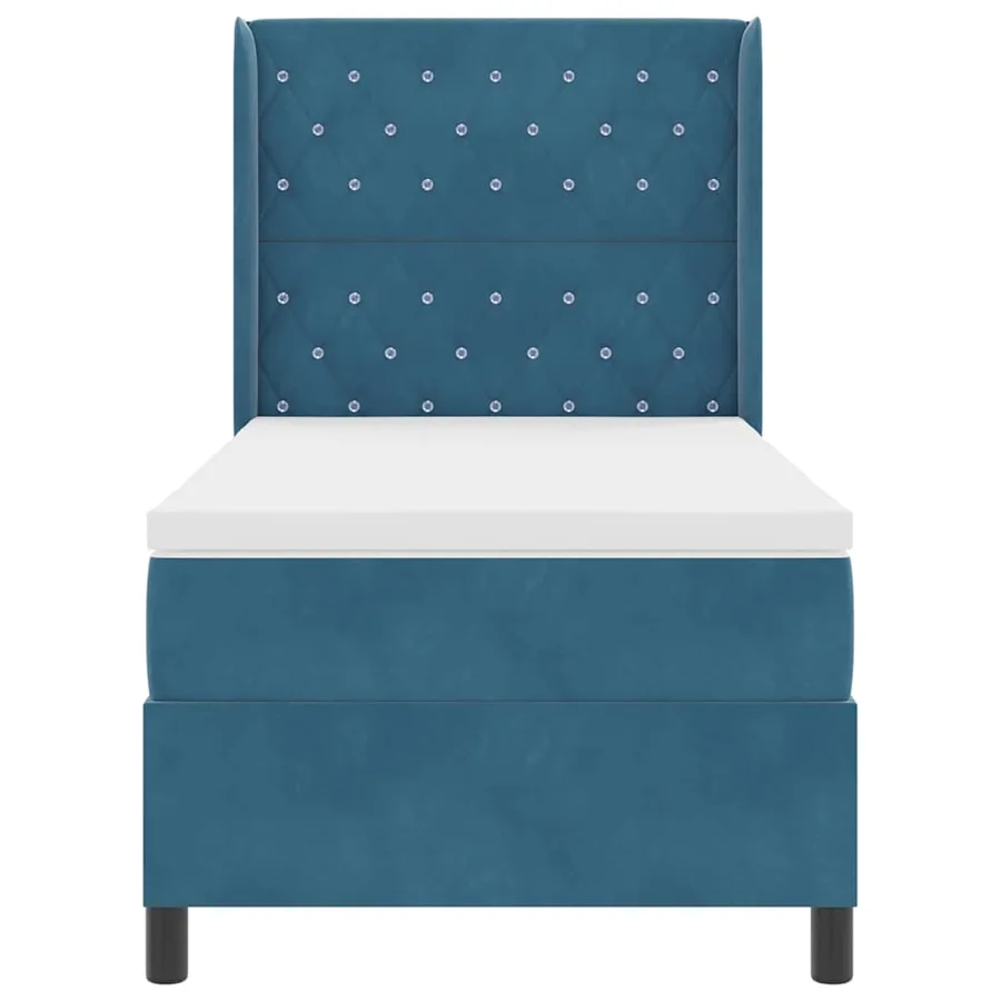 Lit à ressorts avec matelas Bleu 90 x 190 cm Velours - 5