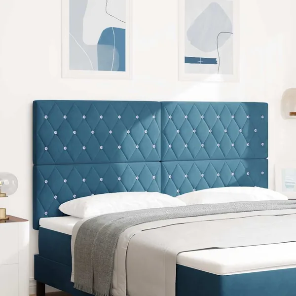 Tête de lit LED avec bandes LED Bleu foncé 180 cm Velours