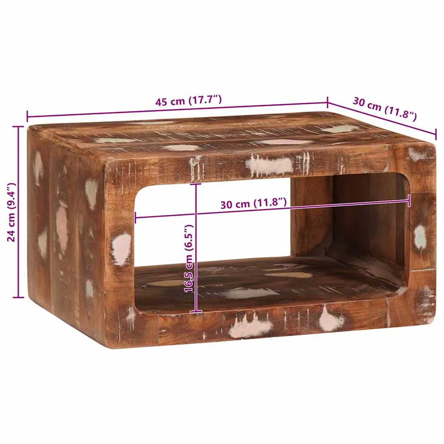 Table de chevet Marron 45 x 30 x 24 cm Bois Recyclé Solide - 11