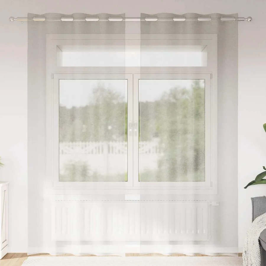 Rideau en Voile 2 pcs Crème 260 x 140 cm Polyester
