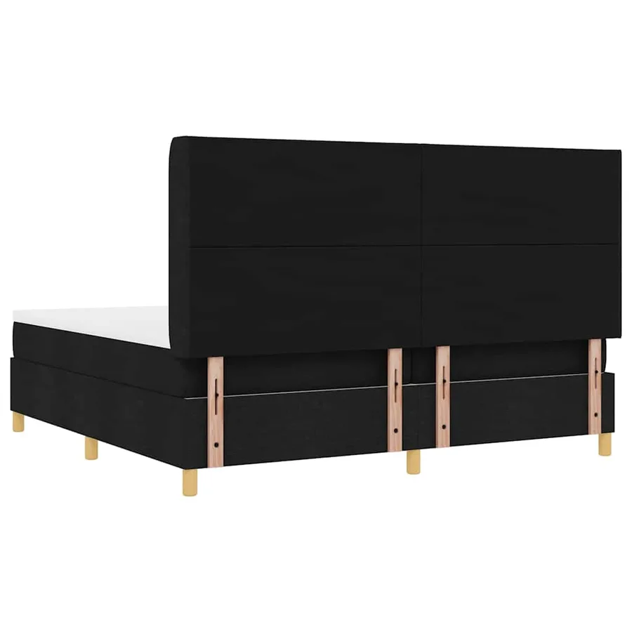 Lit à ressorts avec bandes LED Noir 200 x 200 cm tissu - 8