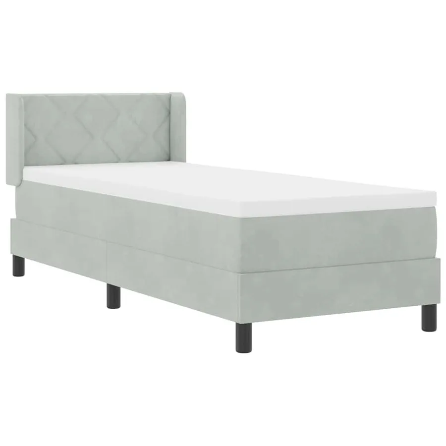 Lit à ressorts avec tête de lit Gris clair 200 x 80 cm Velours - 6