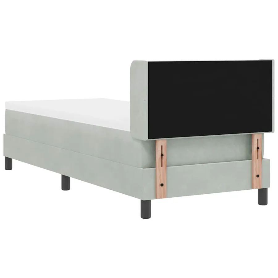 Lit à ressorts avec tête de lit Gris clair 200 x 80 cm Velours - 9