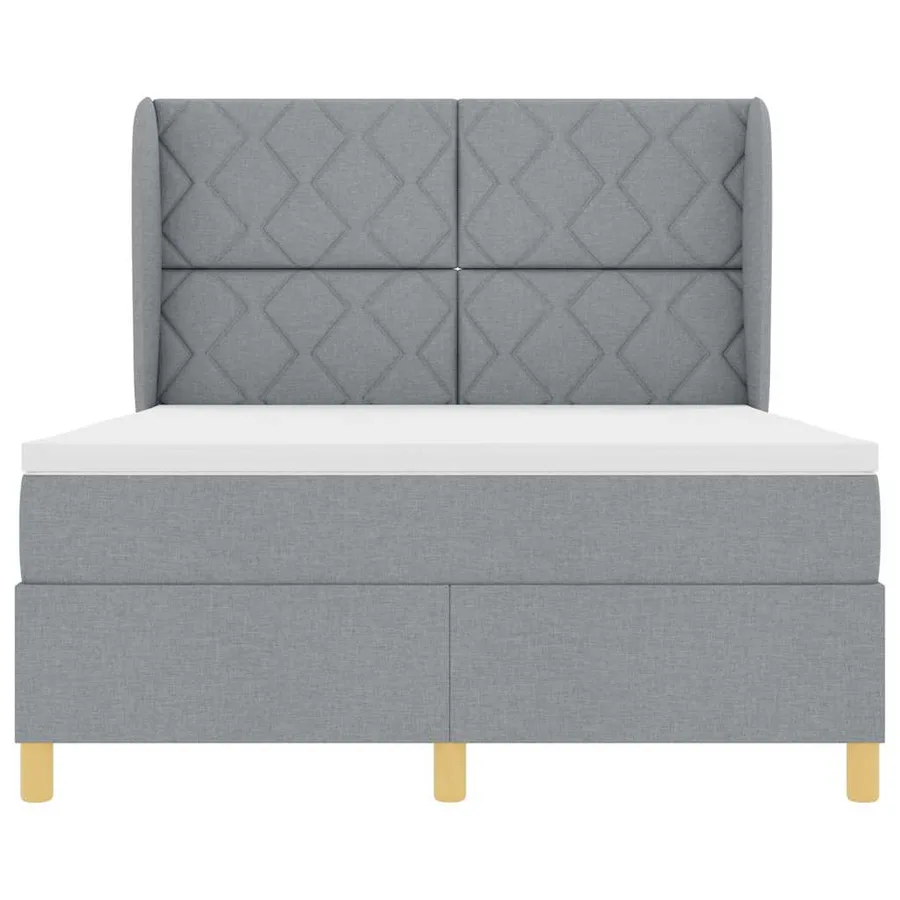 Lit à ressorts avec tête de lit Gris clair 200 x 160 cm tissu - 7