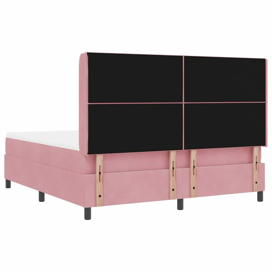 Lit à ressorts avec tête de lit Rose 180 x 200 cm Velours - 9