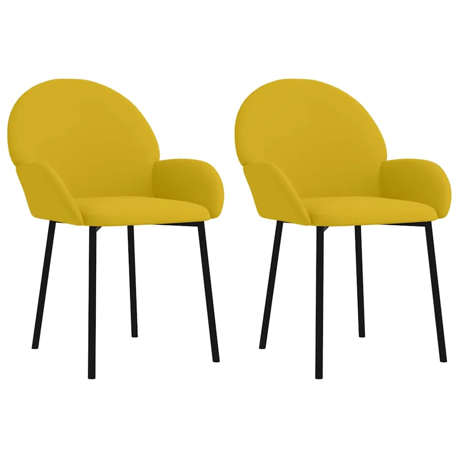 Chaises à manger lot de 2 Jaune Velours - 2