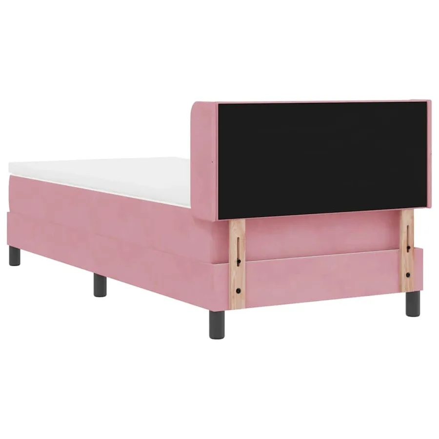 Lit à ressorts avec tête de lit Rose 200 x 100 cm Velours - 9