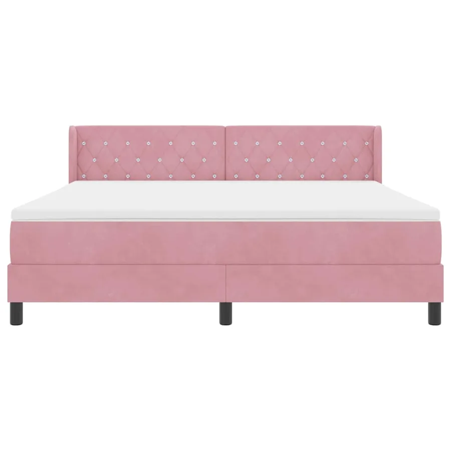 Lit à ressorts avec tête de lit Rose 200 x 180 cm Velours - 7