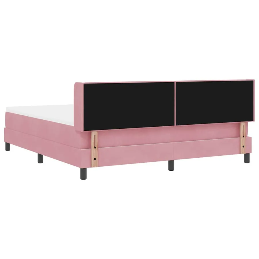 Lit à ressorts avec tête de lit Rose 200 x 180 cm Velours - 9