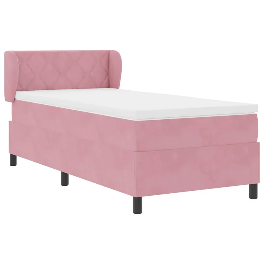 Lit à ressorts avec coussin Rose 100 x 200 cm Velours - 6
