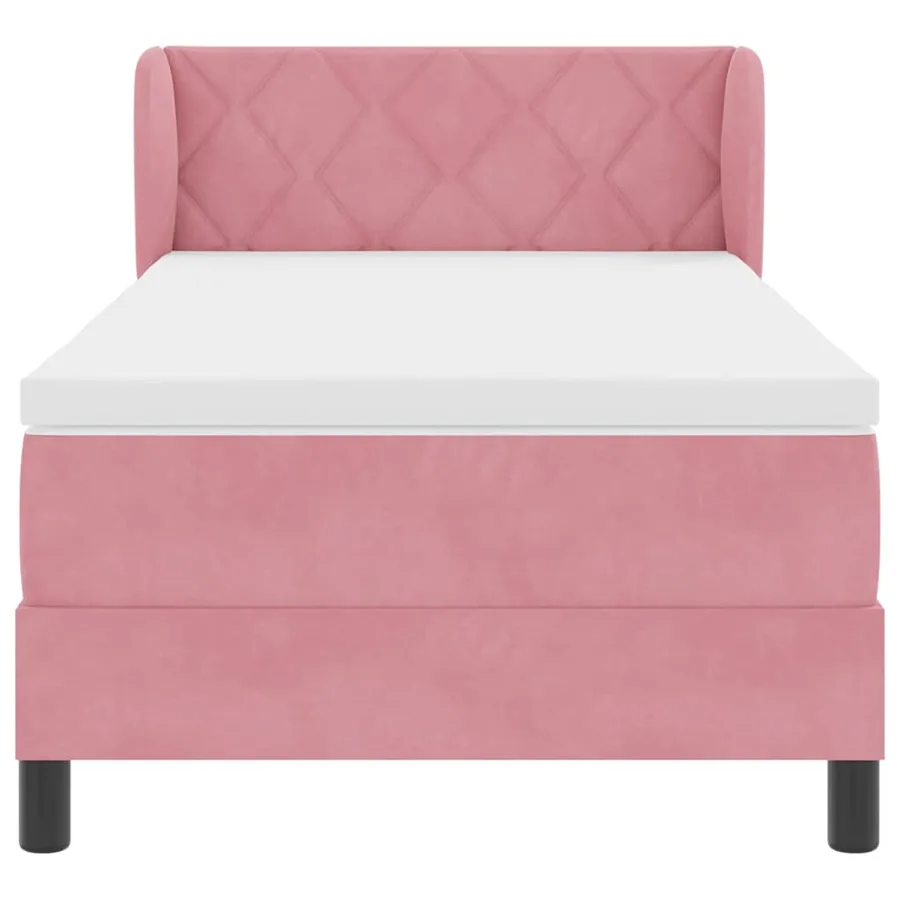 Lit à ressorts avec coussin Rose 100 x 200 cm Velours - 7