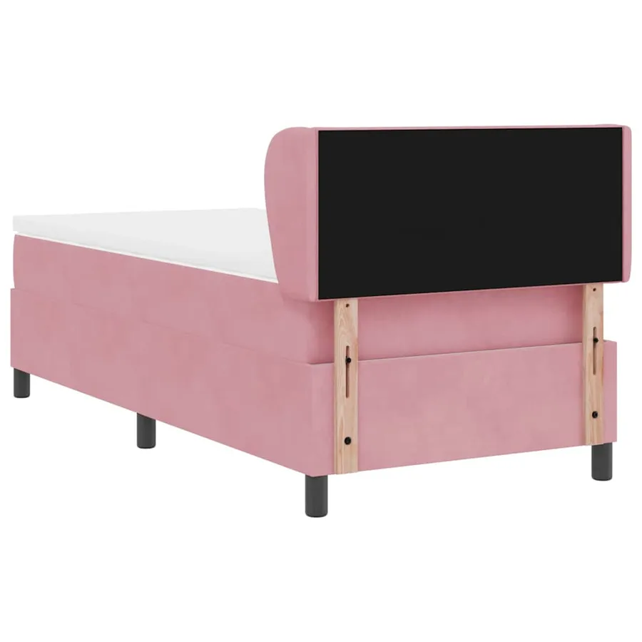 Lit à ressorts avec coussin Rose 100 x 200 cm Velours - 9