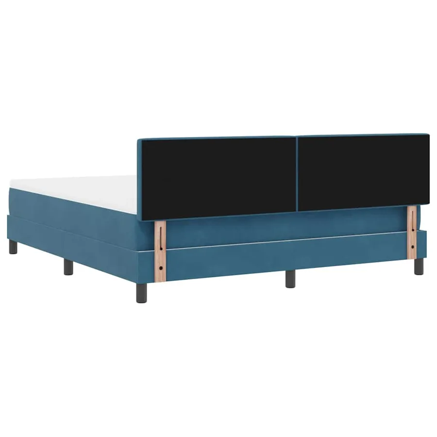 Lit à ressort LED avec matelas Bleu foncé 180 x 200 cm Velours - 8