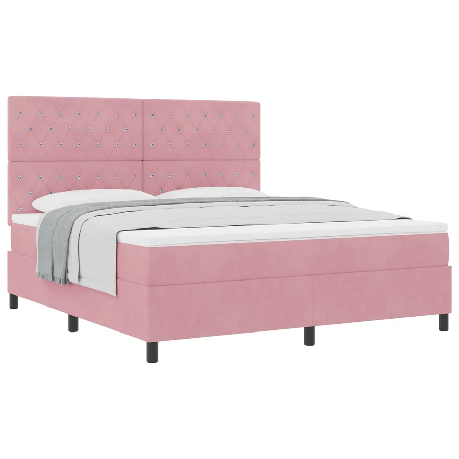 Lit à ressorts avec matelas Rose 180 x 200 cm Velours - 2