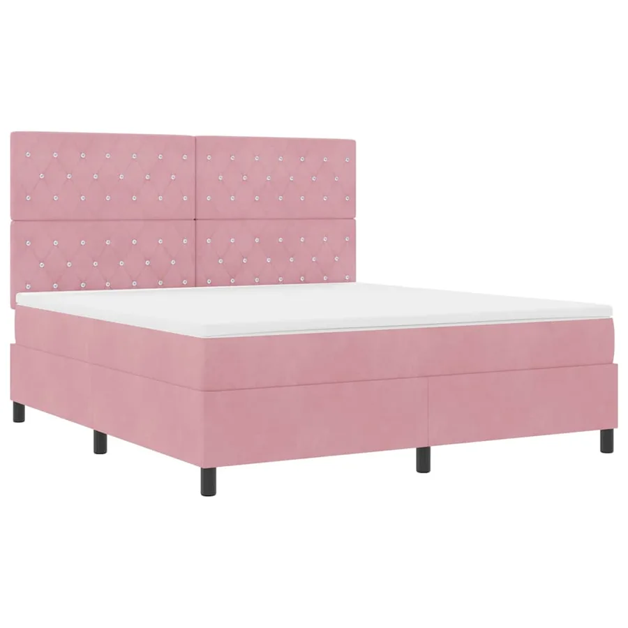 Lit à ressorts avec matelas Rose 180 x 200 cm Velours - 5