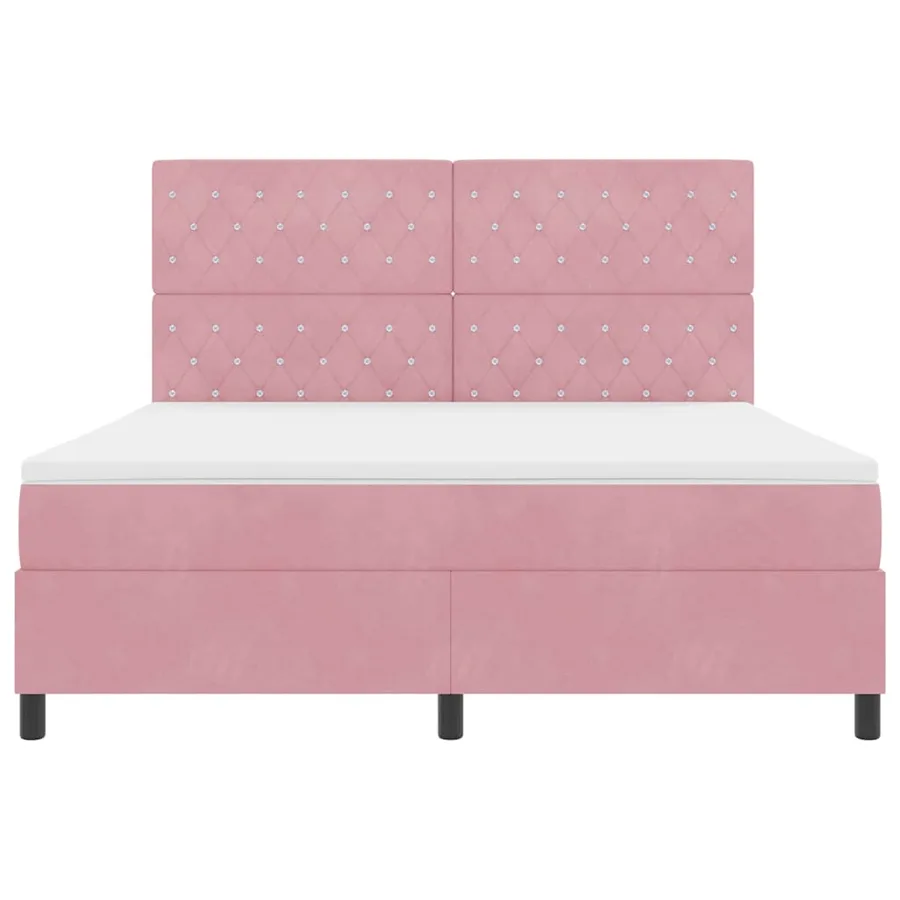 Lit à ressorts avec matelas Rose 180 x 200 cm Velours - 7