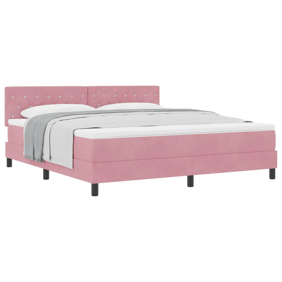 Lit à ressorts avec matelas Rose 180 x 200 cm Velours - 2