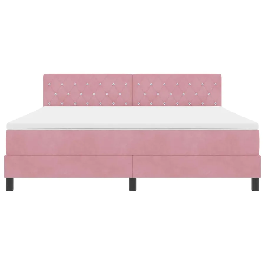 Lit à ressorts avec matelas Rose 180 x 200 cm Velours - 7