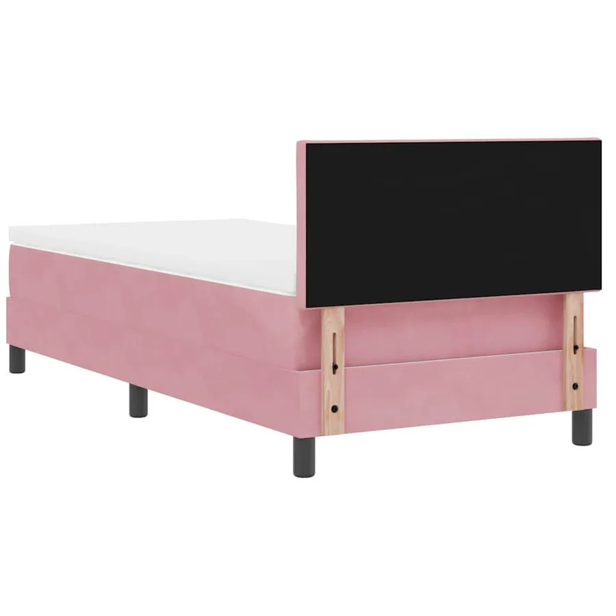Lit à ressorts avec tête de lit Rose 100 x 200 cm Velours - 9