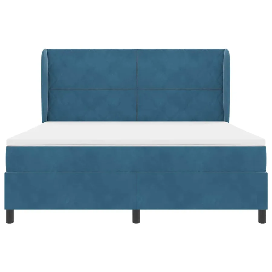 Lit à ressorts avec tête de lit Bleu foncé 200 x 180 cm Velours - 7
